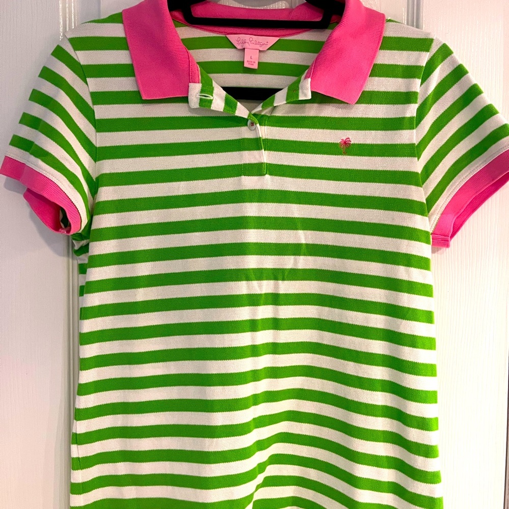 Lilly Pulitzer Girl’s Striped Polo,Shirt Size Large